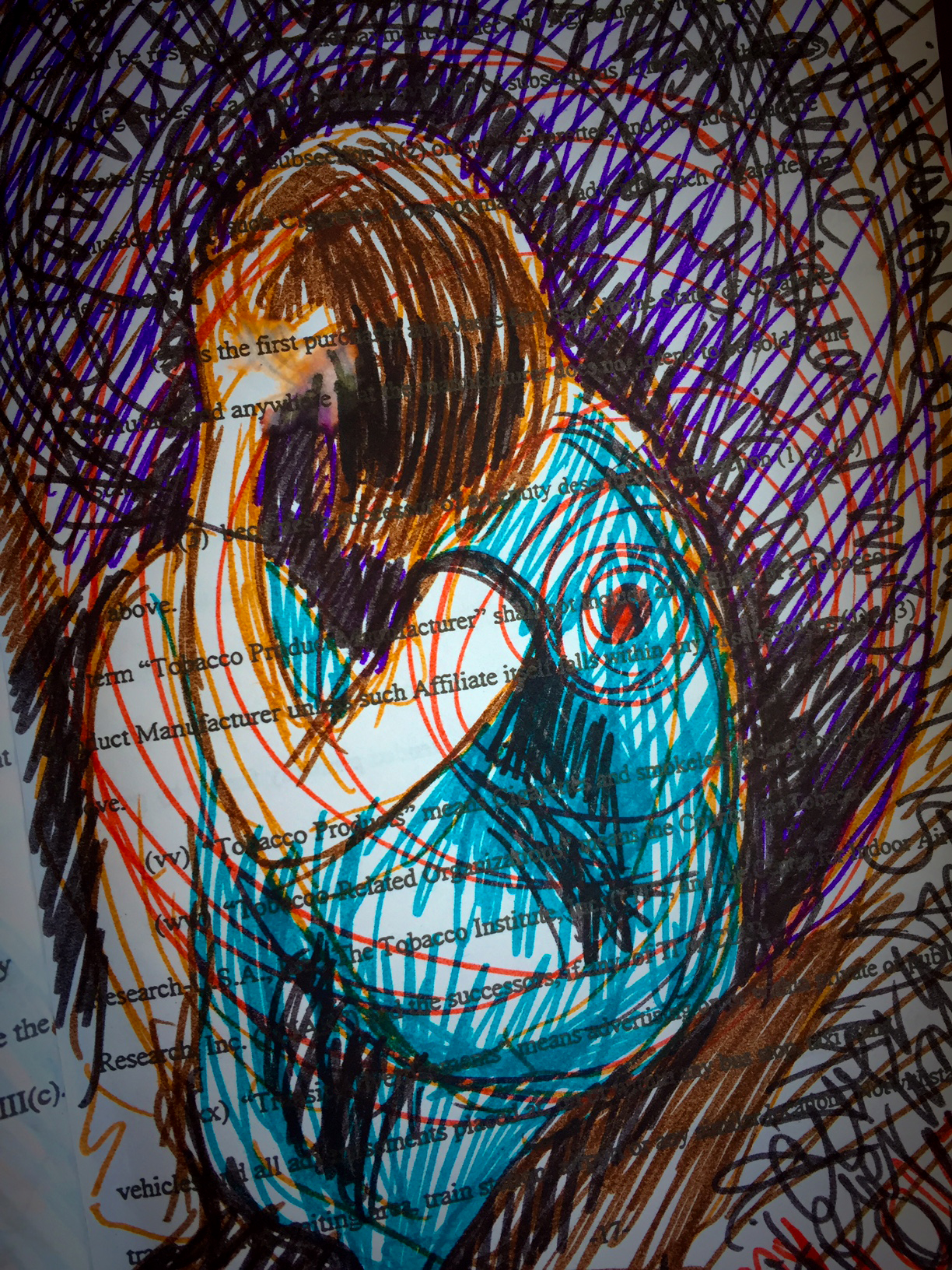 drawing of scared girl