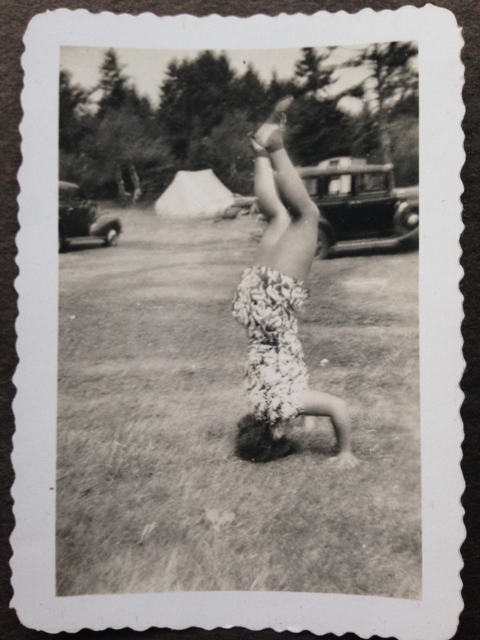 photo of my mother, as a young teen, doing a headstand