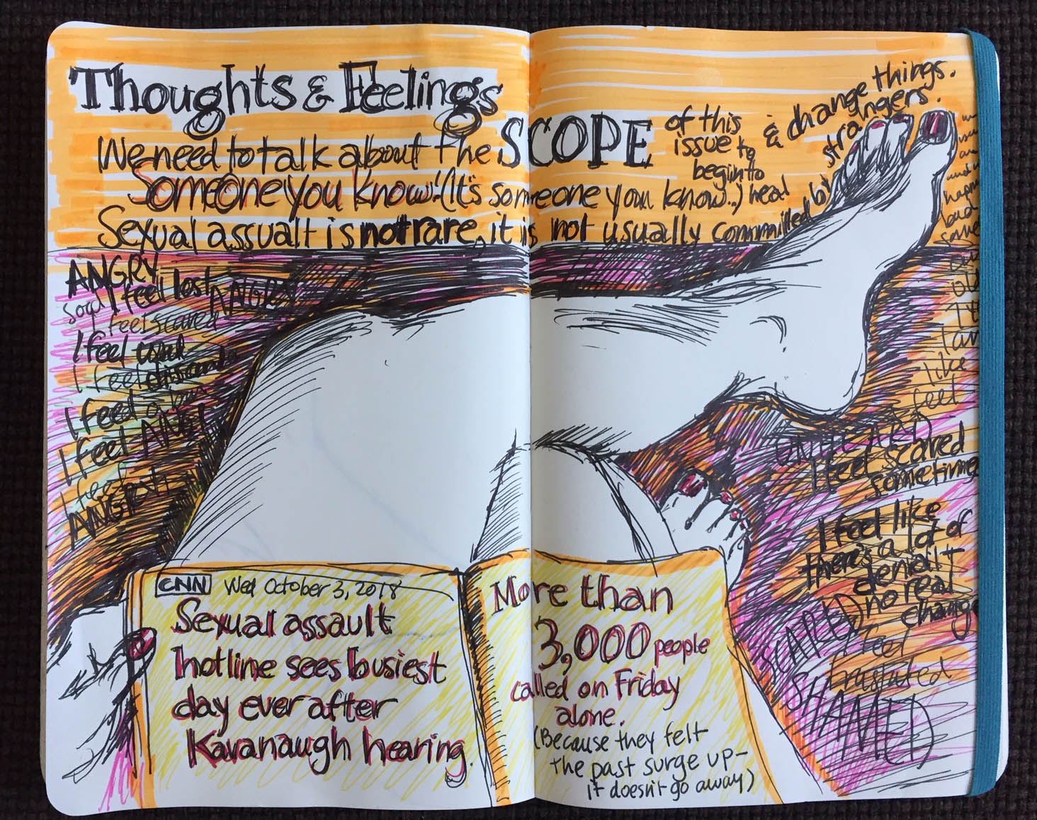 drawing with news commentary